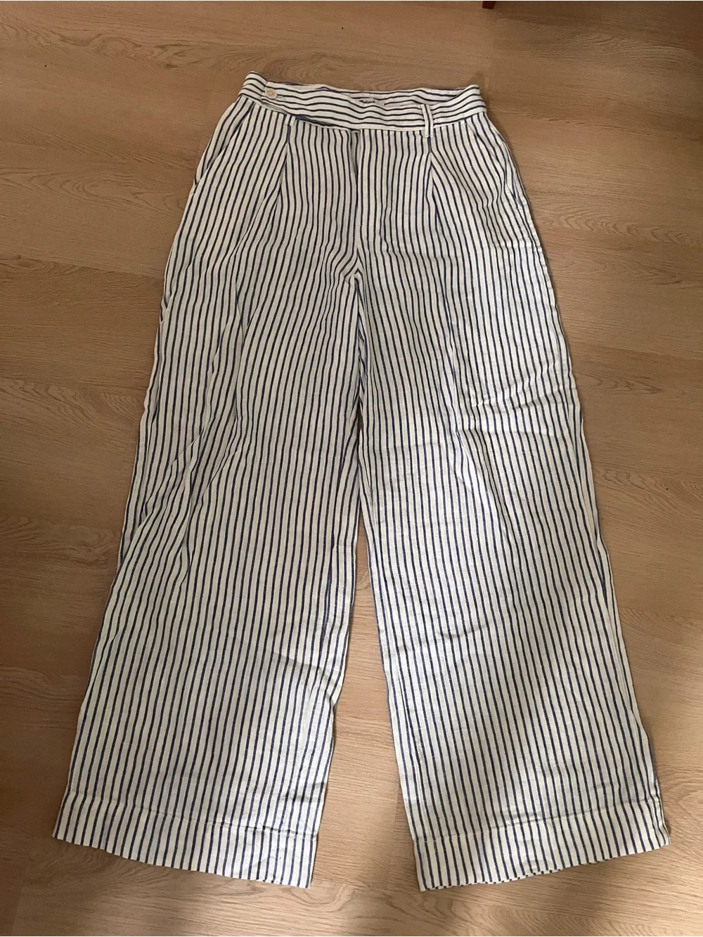 Madewell Blue and White Striped Wide-Leg Pants - Picture 3 of 8
